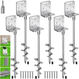 SnelShoppen - 6 stuks 76 cm Grondankers Schroef met L-Beugel voor Trampoline, Swing Set, Tent, Luifel, Carport - Taps Toelopende Spiraal Ankers 2,8 In — thumbnail 1