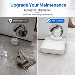 Wasmachine Afvoeropvangbak - Universele Wasmachine Lekbak - Afvoer Trechter voor Wateropvang - Druppelbak voor Pluizenfilter - Herbruikbaar Kunststof - De driedelige set omvat de stromingsgeleider en de moer - wit — thumbnail 3