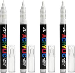 4 stuks textielstiften, wasmachinebestendig, wit, textielmarkers, wit, 1-6 mm, zachte punt, wasmarker, wit, permanent, textielmarker voor stof, doe-het-zelf, kleding en creatieve projecten — thumbnail 3