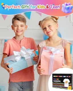 40 textielstiften, wasmachinebestendig, textielverfstiften, 40 kleuren, textielverf voor jongens en meisjes, stofkleur textielmerk voor T-shirt, stoffen zakken, hoeden, boodschappentas — thumbnail 5