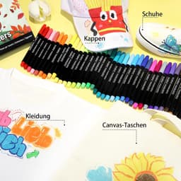 40 textielstiften – wasmachinebestendig en permanent voor T-shirts, stoffen tassen, schoenen en meer – niet giftig, ideaal voor kinderen en volwassenen — thumbnail 4
