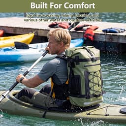 Dry Bag, legergroen, waterdichte tas, waterdichte tas met rolsluiting, voor outdooractiviteiten zoals reizen, wandelen, kajakken, kamperen en watersport, groen, 40L, opbergzak — thumbnail 3