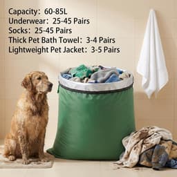 Waszakken voor op reis, waterdichte vuilwaszakken en natte zakken | 80 x 70/60 x 70 cm, 210D Oxford met zilveren coating, ritssluiting en 4 clips, voor natte kleding, camping, sport en camper — thumbnail 4