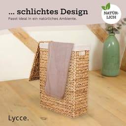Wasmand met deksel - Mand voor wasgoed - Ruimte besparen - Gevlochten waterhyacint - 27 liter - Natuurlijk — thumbnail 4