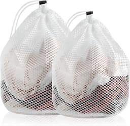 SnelShoppen - 2x Mesh Waszakken met Trekkoord - Wasmachine Netzakken voor Kleding, Blouses, Bh's en Sokken - Grote Maten 50x60 cm en 60x80 cm - Ideaal — thumbnail 1