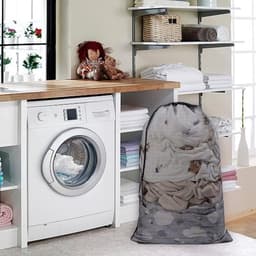 Set van 2 Wasnetten 60 x 90 cm, Grote Waszak met Trekkoord, Ideaal voor Kleding, Dekbedovertrekken en Speelgoedopslag tijdens Reizen of in de Studentenkamer — thumbnail 2