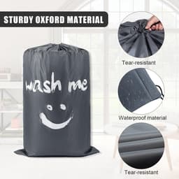 Gemakkelijke draagbare waszak met grote capaciteit, ideaal voor reizen, kamperen, badkamer en studentenhuis, set van 2 (blauw + grijs) — thumbnail 5