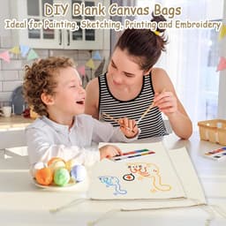 SnelShoppen - 2 stuks stoffen zakken met trekkoord - Beige katoenen-canvas opbergtassen met handgrepen - Herbruikbare waszakken voor sporttas, wasmand — thumbnail 4