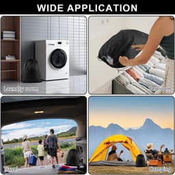 Set van 2 Waterdichte Reiswaszakken, Grote Vouwbare Waszak met Trekkoord voor Vuile Was, Ideaal voor Studentenhuizen en Reizen in het Zwart — thumbnail 5
