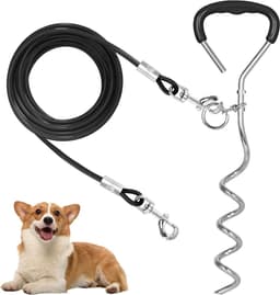 Grondanker Hond - Hondenlijn Anker - Veilig Vastzetten - Roestvrij Staal - 45 cm Anker - Zwart — thumbnail 1