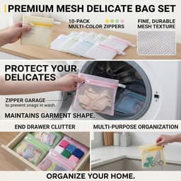 Kleine Waszakken voor Wasmachine, 13 x 12 cm, Ideaal voor Sokken, Lingerie en Reizen, Met Honingraatstructuur en Verborgen Rits, Handige Was Organizer — thumbnail 3