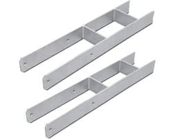 H-paaldrager - Paalanker H-anker - Verankeren Houtconstructies - Roestbescherming Staal - 141 mm - Grijs