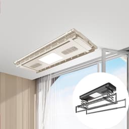 Elektrisch Droogrek - Plafond Drooglift - Kleding Drogen - Afstandsbediening Hefsysteem - 119x34cm - Wit — thumbnail 2