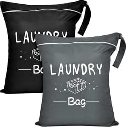 SnelShoppen - Set van 2 waterdichte waszakken 38 x 48 cm, opvouwbare waszak met ritssluiting, ademende polyester tas voor fitness, luiers, reizen, kam — thumbnail 1