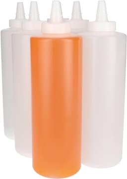 6 x Knijpbare Doseerfles 750 ml mat doorzichtig met Tuitdop naturel- BPA Vrij - Niet Breekbaar - Plastic Flesjes Navulbaar - Met Dop - Lege Flessen - 6 stuks — thumbnail 1