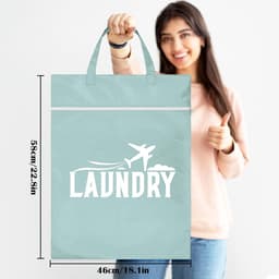 SnelShoppen - 2 grote waterdichte waszakken met handvat - wasbare reiszakken voor vuile of natte kleding - ideaal voor op reis, sport, zwembad, studen — thumbnail 4