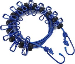 Draagbare Waslijn - 1 stuk, reisbare, verstelbare, uitrekbare winddichte waslijn met 12 draadclips en antislip gesp voor kamperen en wassen/drogen - blauw — thumbnail 1