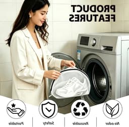 Wasnetten voor schoenen en lingerie, 35 x 22 x 21 cm, duurzame waszakken met ritssluiting voor wasmachine en droger, 2 stuks, ideaal voor bescherming en opslag — thumbnail 2