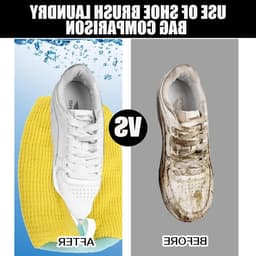 Set van 2 Schoenwaszakken voor Sneakers en Sportschoenen, 39 cm, Wasmachine Bescherming met Rits, Grijs-Geel en Turquoise Accenten — thumbnail 4
