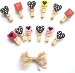 Mini Kledinghangers van Hout met Liefde en Hartjes, Inclusief 2.4 m Jute Touw voor Creatieve Projecten en Decoratie — thumbnail 2