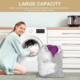Dailygoods - Groot, XXL, 60 x 90 cm, wasnet voor wasmachine met trekkoord, kan worden gebruikt voor gordijnen, mantels, donsjassen, tapijten, badhanddoeken — thumbnail 2