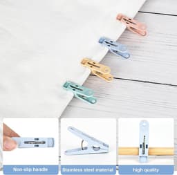 Set van 48 Winddichte Kleurige Wasknijpers van Plastic met 2 Extra Wasknijpers voor Kleding en Sokken, Ideaal voor Buitengebruik en Thuisgebruik — thumbnail 5