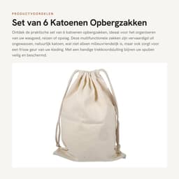Dailygoods- Waszak Groot - Waszakken voor Wasgoed - Opbergtas - Opbergbak - Opbergzakken Kleding - Milieuvriendelijk Katoen - 30 x 40 cm - Opbergzak — thumbnail 3