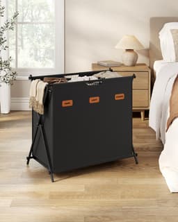 SONGMICS - Wasmand - Wassorteerder - 3 Vakken - Opvouwbaar - Labels - Wasruimte Slaapkamer - 135L — thumbnail 3