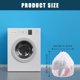 Allecto - Waszak met Trekkoord - Herbruikbare waszak - Lichtgewicht en stevig - Wit - Fijn net waszak - Organizer voor kleding en tafelkleed — thumbnail 4