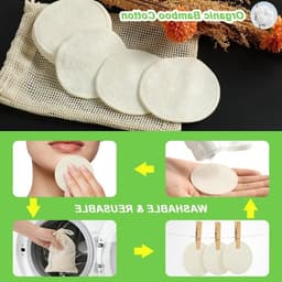 Wasbare afschminkpads van bamboe en katoen, 20 herbruikbare wattenpads met waszak, ideaal voor gezichtsreiniging en alle huidtypes, milieuvriendelijk en duurzaam — thumbnail 3