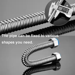 Dailygoods- Flexibele Waterleiding 80 cm - Roestvrij Stalen Gegolfde Pijp - Antitwist Slangconnector - Onbreekbare Waterpijp - Voor Keuken/Badkamer - Handig in Gebruik — thumbnail 5