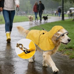 Waterproof Hondenregenjas met Capuchon en Reflecterende Strepen voor Kleine en Grote Honden - Verstelbare Regenjas in Geel, M - XL — thumbnail 5