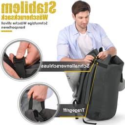 Grote Waterdichte Waszak XXL 115L met 2 Gevoerde Schouderbanden en Opvouwbaar Ontwerp voor Kleding en Vuile Was — thumbnail 2
