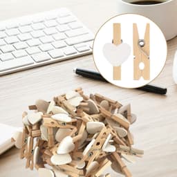 Houten Wasknijpers - Mini Knijpers - Foto's Ophangen - Hartvormig Design - 200 Stuks - Wit — thumbnail 3