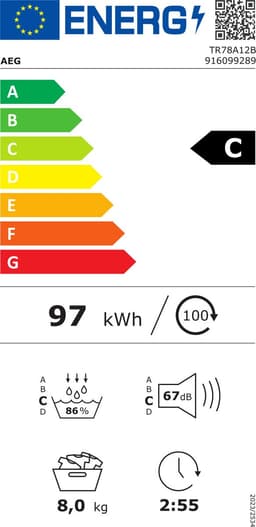 AEG TR78A12B 7000 serie Sensidry - Droogkast wamtepomp - 8kg - NL/FR — thumbnail 2