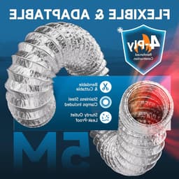 Dailygoods - Hon&Guan Aluminium buis, afvoerslang, 100 mm, lengte 5 m, geïsoleerd, 4 lagen verdikte universele drogerslang, aluminium flexibele buis met 2 slangklemmen, roestvrij staal, voor afzuigkap, badkamer — thumbnail 2