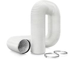 Afvoerslang - Flexibele buis - Ventilatie verbeteren - Vlamvertragend materiaal - 150mm 2.5 meter - Wit
