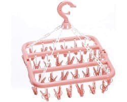 VHV Sokkendroger - Droogrek - 32 Knijpers - Sokken Hanger - Wasrek Sokken - Wasrek - Droogrek - Carrousel - Droogcarrousel - Washanger - Sokkendroogrek - Roze — afbeelding 1