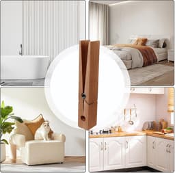 Houten Kledingknijpers - Grote Clips - Handdoeken Ophangen - Dubbelzijdig Plakker - 30 cm Lengte - Donker Walnoot — thumbnail 5