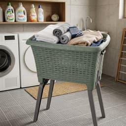 Bathroom Solutions wasmand op poten - groen - 35 ltr - 60 x 40 x 28 cm - Wasgoedmanden — thumbnail 2