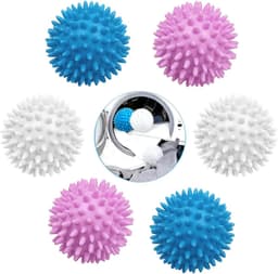 SnelShoppen - Tumble Dryer Balls Set van 6 - Herbruikbare Siliconen Wasballen voor Droger en Wasmachine, Energiebesparende Vezelverzachter en Anti-Tan — thumbnail 1