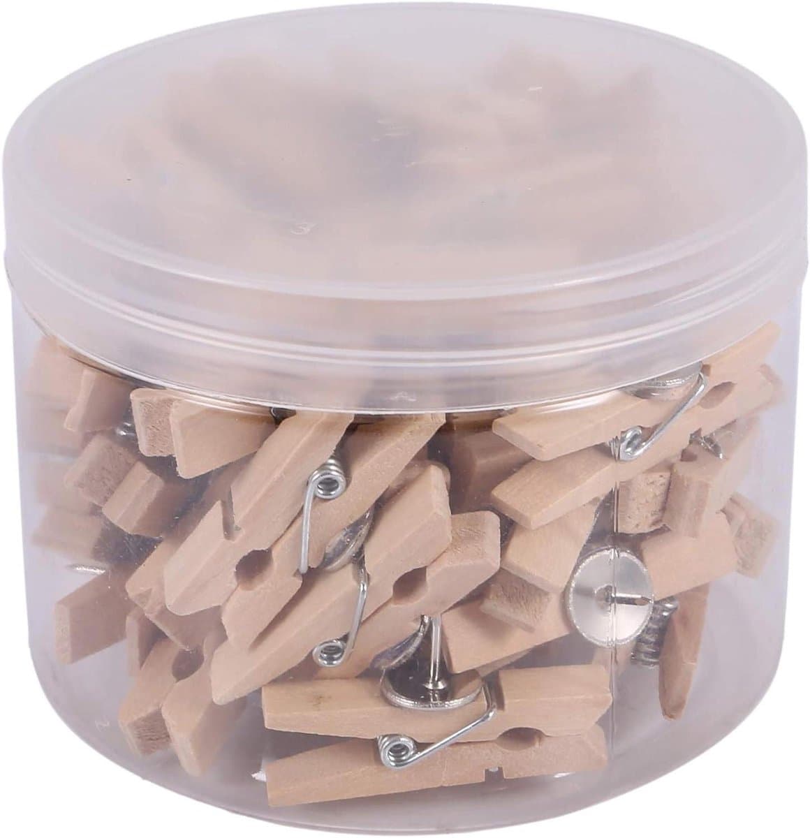 Houten Clips - Duwspelden Punaises - Foto's Bevestigen - Natuurlijke Kleur - 50 Stuks - Houtkleur — afbeelding 1