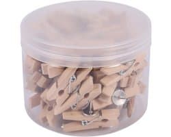 Houten Clips - Duwspelden Punaises - Foto's Bevestigen - Natuurlijke Kleur - 50 Stuks - Houtkleur
