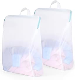 Hernieuwbare Wasnetten voor Ondergoed en Blouses - Mesh Waszakken met Rits en Handvat - Set van 2, 40 x 50 cm — thumbnail 1