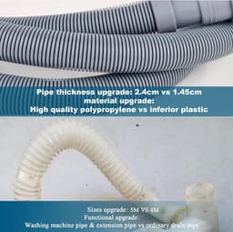 Afvoerslang Wasmachine - Verlengslang Vaatwasser - Apparaat Aansluiten - Universele Pasvorm - 5 Meter Lengte - Grijs — thumbnail 5