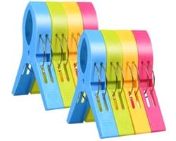ZEYNOMAX- Strandhanddoekclips 8 Stuks - Grote Wasknijpers - Antislip Ontwerp - Lichtgewicht - Multifunctioneel - Duurzaam PP Materiaal - Handdoekclips