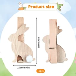 JHUBERS- Wasknijpers Hout 12 Stuks - Mini Wasknijpers - Decoratieve Paasklemmen - Houten Hazenclips - Robuuste Constructie - Perfect voor Woondecoratie - Decoratieve Clips — thumbnail 5