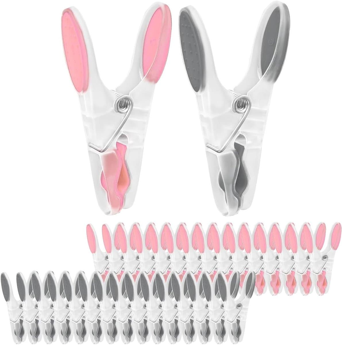 Kledingklemmen - Was knijpers - Kleding drogen - Zachte rubberkop - 30 stuks - Roze en grijs — afbeelding 1