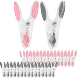 Kledingklemmen - Was knijpers - Kleding drogen - Zachte rubberkop - 30 stuks - Roze en grijs — thumbnail 1