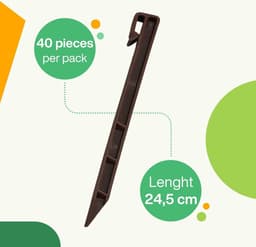 40 Kunststof Haringen 245 cm voor Stoeprand en Gazonrand - Bevestigingsspijkers voor Kunststof - Robuust Grondanker Bruin — thumbnail 2